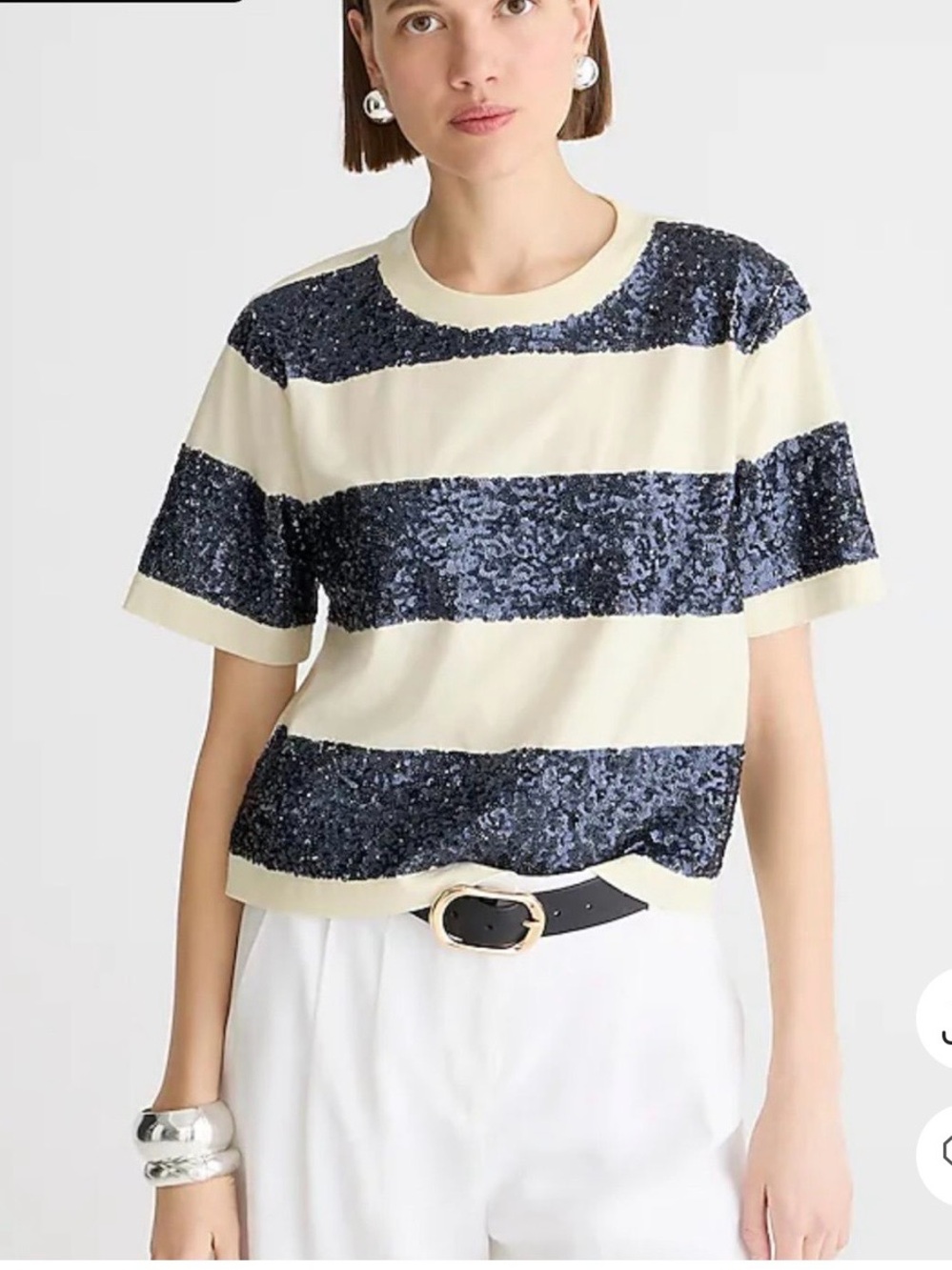J. Crew broken-in jersey T shirt in sequin stripe